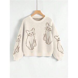 Round Neck Drop Shoulder Long Sleeve Sweater,